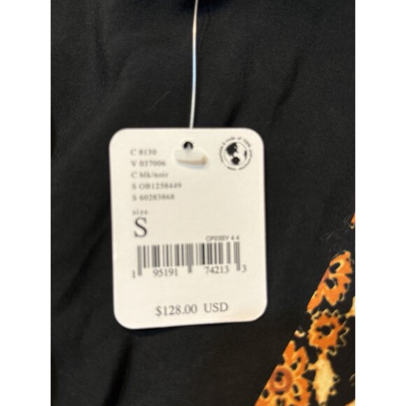 New Free People Floral Boho Dress Long Sleeve Size S Black Orange - Picture 5 of 5